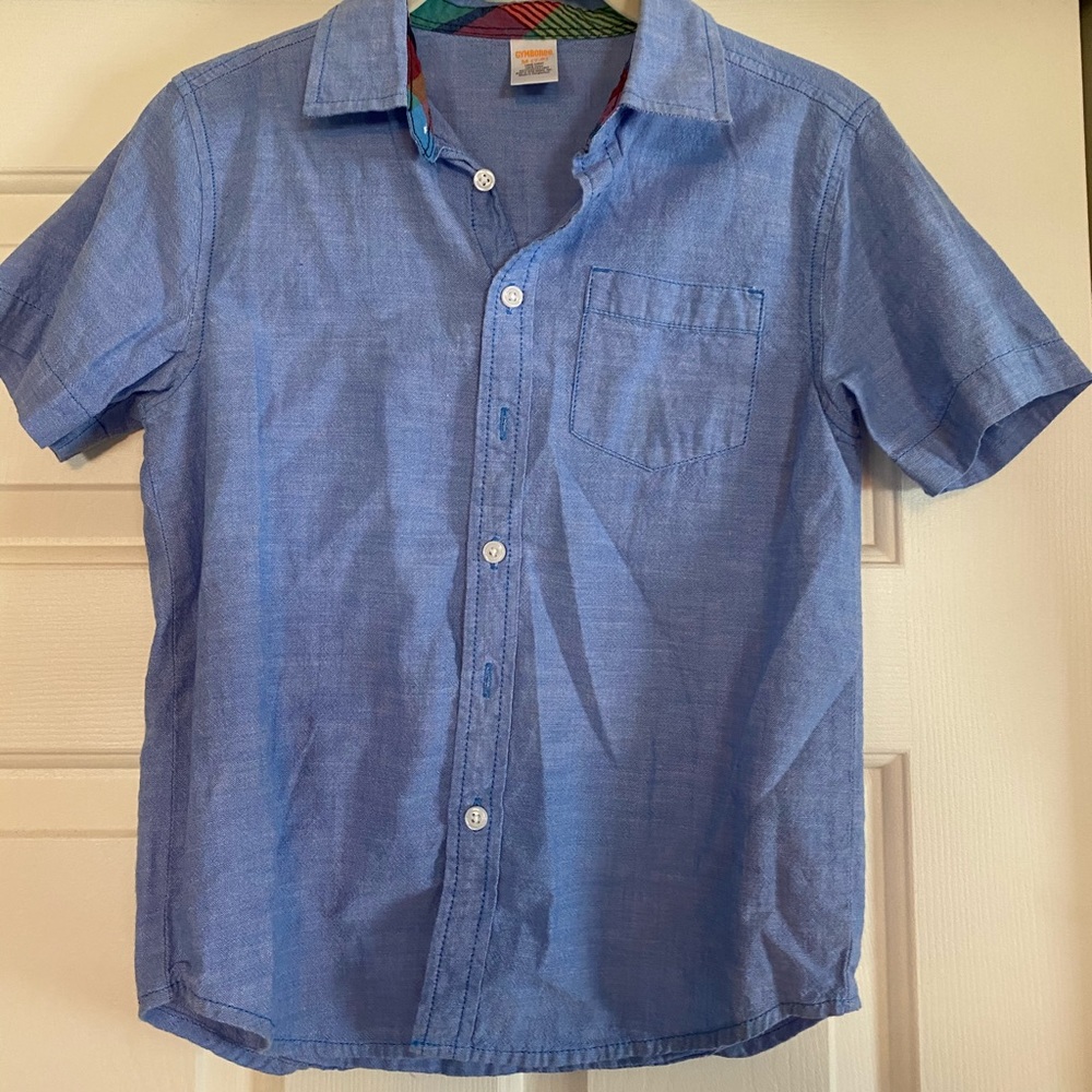 EUC blue shirt sleeve kids button down